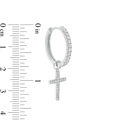 Cubic Zirconia Cross Dangle Drop Earrings in Sterling Silver