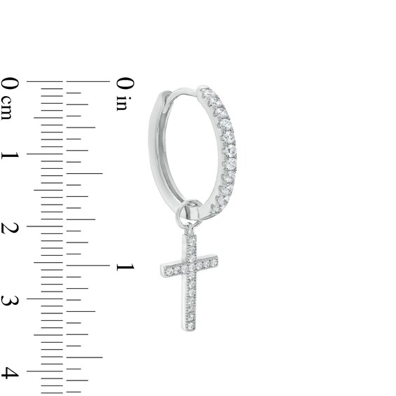 Cubic Zirconia Cross Dangle Drop Earrings in Sterling Silver