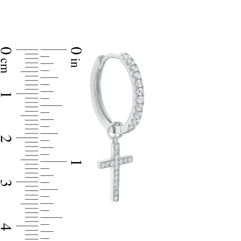 Main Image 2 of Cubic Zirconia Cross Dangle Drop Earrings in Sterling Silver