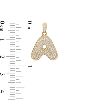 10K Gold CZ Puffed "A" Necklace Charm