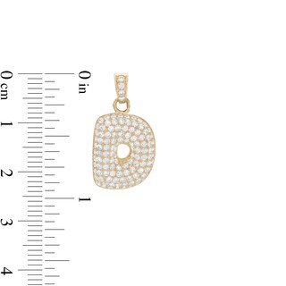 10K Gold CZ Puffed "D" Necklace Charm