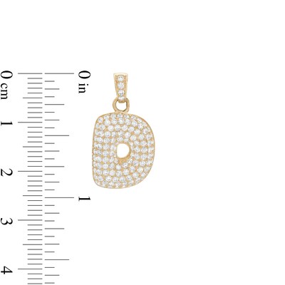 10K Gold CZ Puffed "D" Necklace Charm