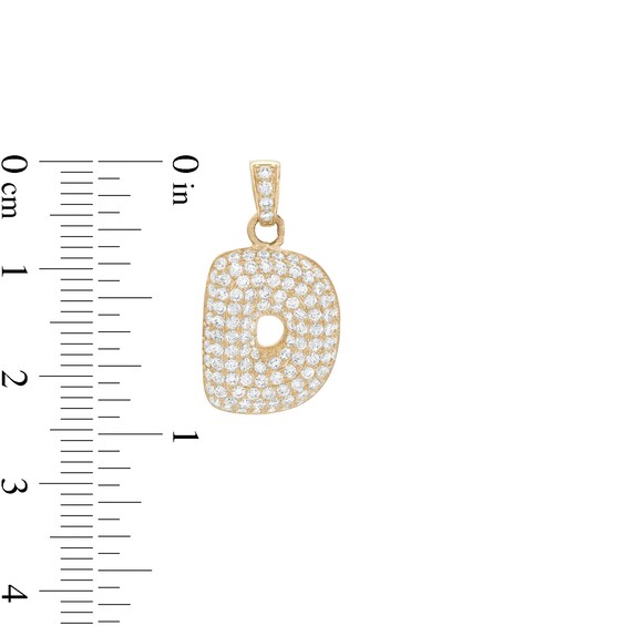 10K Gold CZ Puffed "D" Necklace Charm