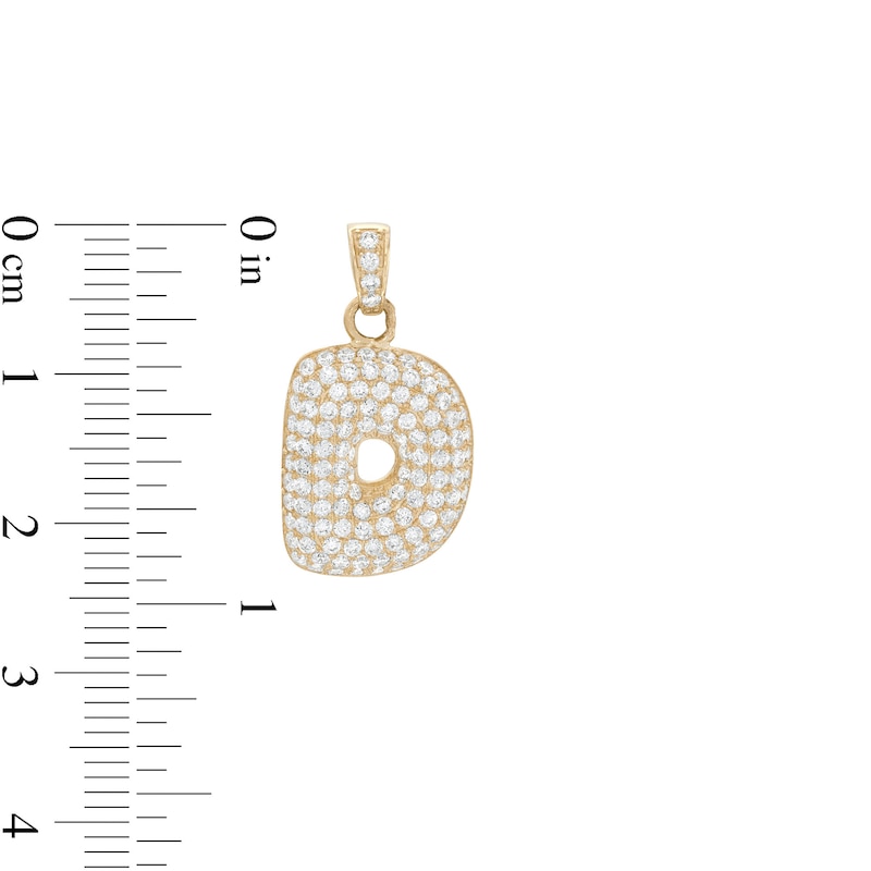 Main Image 2 of 10K Gold CZ Puffed "D" Necklace Charm