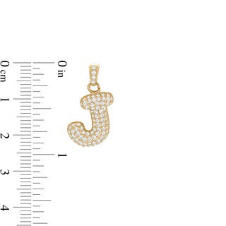 10K Gold CZ Puffed "J" Necklace Charm