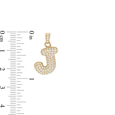 10K Gold CZ Puffed "J" Necklace Charm