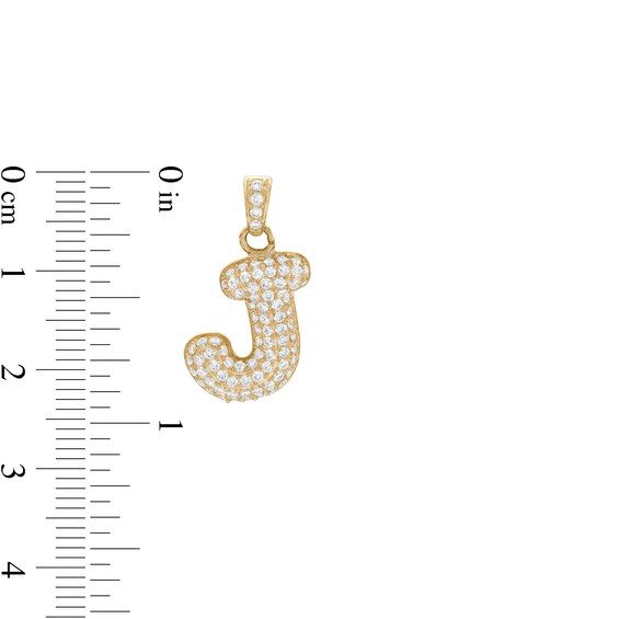 10K Gold CZ Puffed "J" Necklace Charm