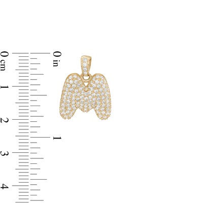 10K Gold CZ Puffed "M" Necklace Charm