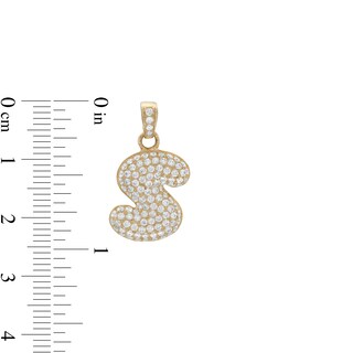 10K Gold CZ Puffed "S" Charm