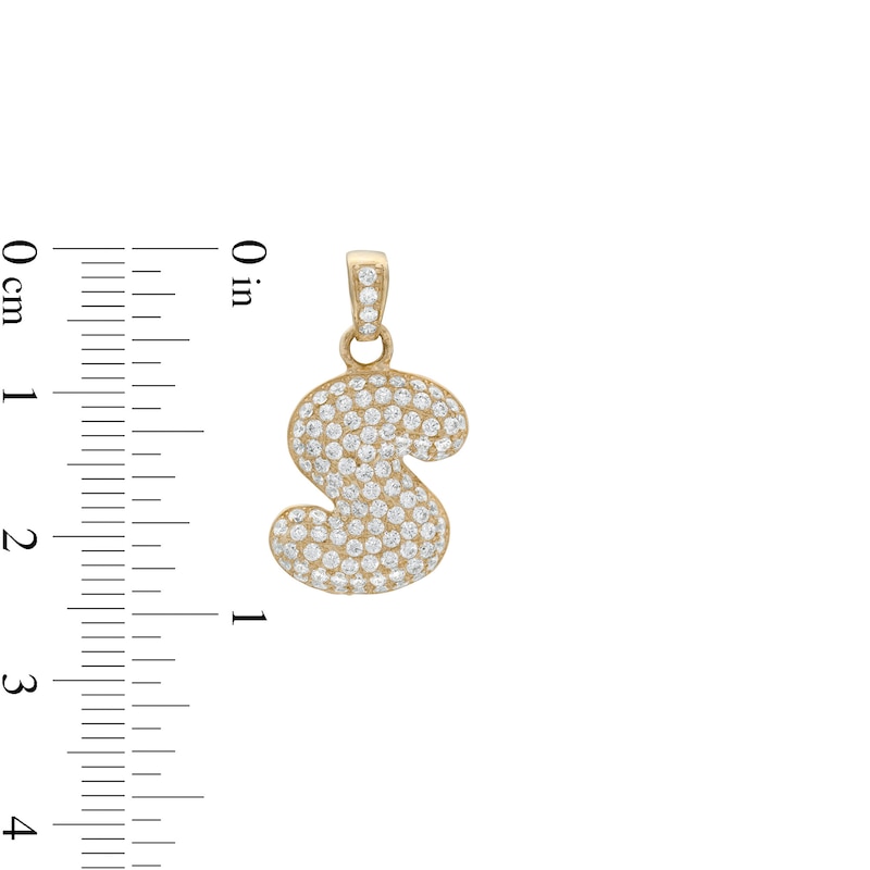 10K Gold CZ Puffed "S" Charm