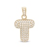 Thumbnail Image 1 of 10K Gold CZ Puffed &quot;T&quot; Necklace Charm