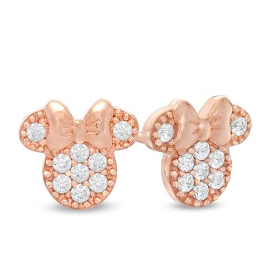 Child's ©Disney Minnie Mouse Stud Earrings in Sterling Silver with 14K Rose Gold Plate