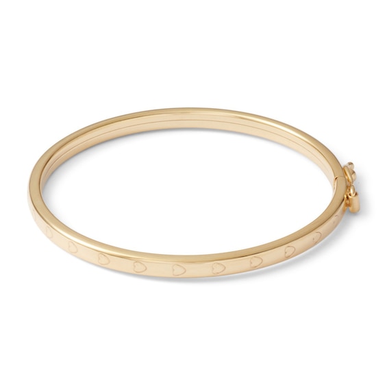 Made in Italy Heart Bangle in 10K Gold Tube - 5"