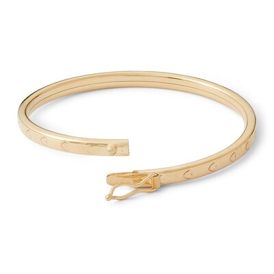 Child's 10K Gold Tube Heart Bangle Bracelet Made in Italy - 5"