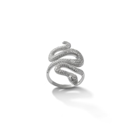Cubic Zirconia Linear Snake Ring in Sterling Silver