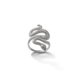 Cubic Zirconia Linear Snake Ring in Sterling Silver