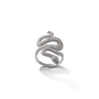 Cubic Zirconia Linear Snake Ring in Sterling Silver