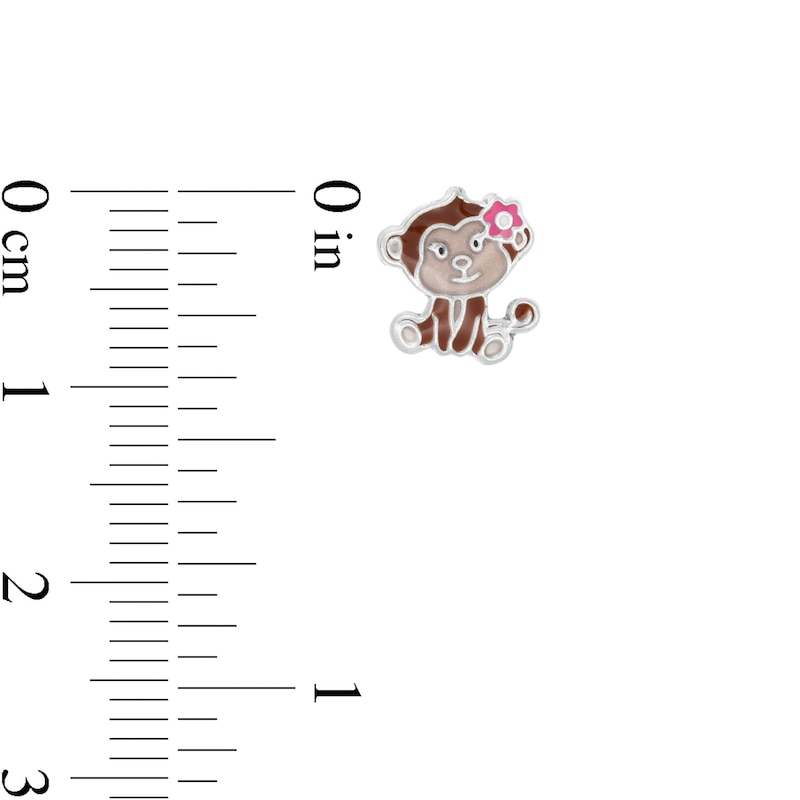 Main Image 2 of Child's Multi-Color Enamel Jungle Animals Stud Earrings Set in Sterling Silver