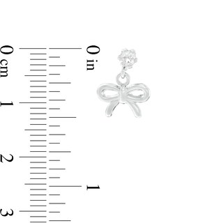 Child's Cubic Zirconia Bow Drop Earrings in Sterling Silver