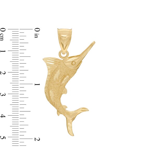 Marlin Fish Necklace Charm in 10K Gold