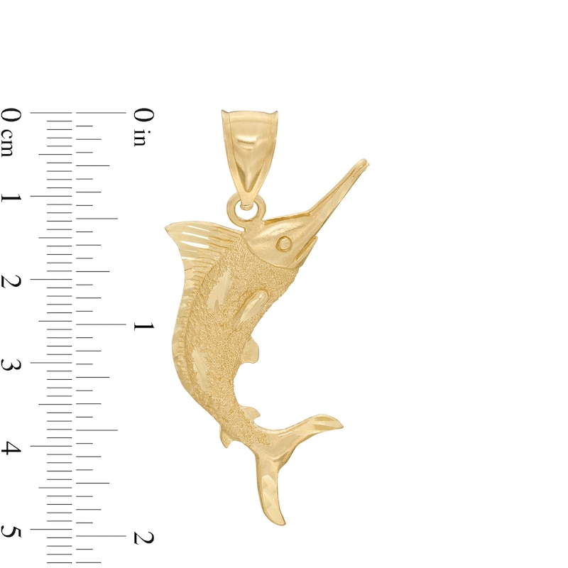 Marlin Fish Necklace Charm in 10K Gold