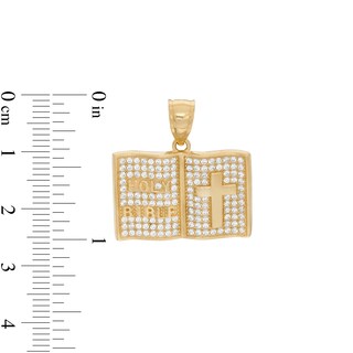 Cubic Zirconia Holy Bible Necklace Charm in 10K Gold