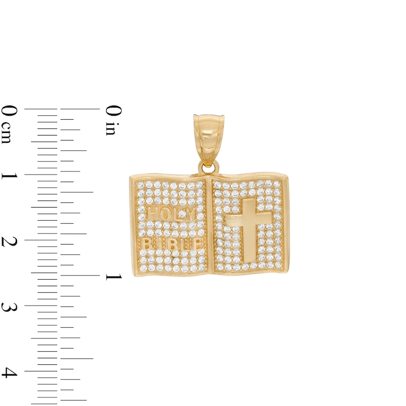 Main Image 2 of Cubic Zirconia Holy Bible Necklace Charm in 10K Gold