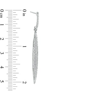 Cubic Zirconia Pointed Bar Drop Earrings in Sterling Silver