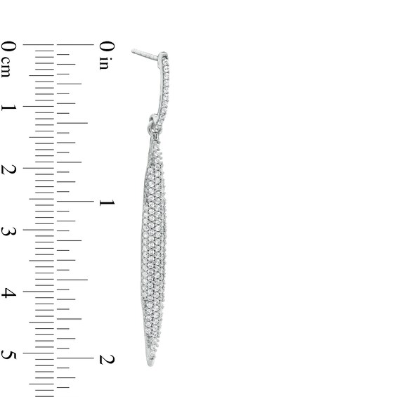 Cubic Zirconia Pointed Bar Drop Earrings in Sterling Silver