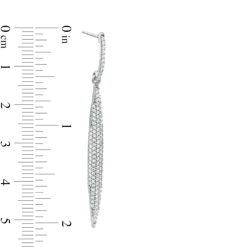 Cubic Zirconia Pointed Bar Drop Earrings in Sterling Silver