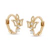 Thumbnail Image 1 of Child's Cubic Zirconia Crown Huggie Hoop Earrings in 10K Gold