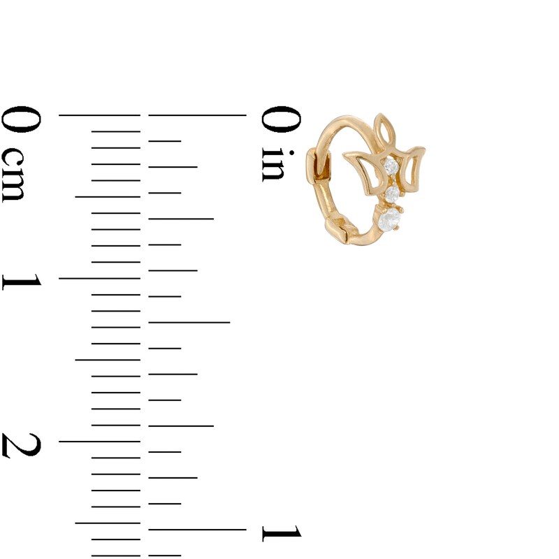 Main Image 2 of Child's Cubic Zirconia Crown Huggie Hoop Earrings in 10K Gold