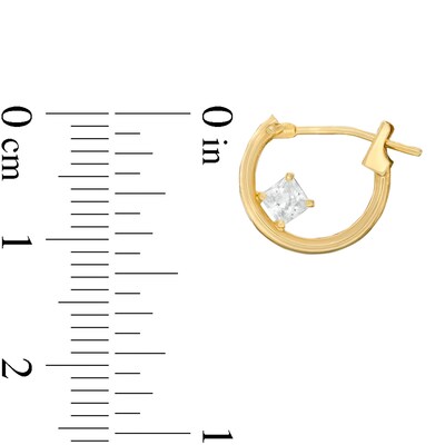 Child's Princess-Cut Cubic Zirconia Solitaire Hoop Earrings in 10K Gold
