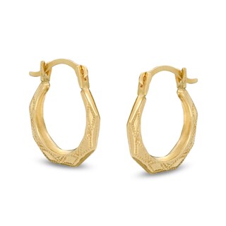 Child's Textured Geometric Hoop Earrings in 10K Gold
