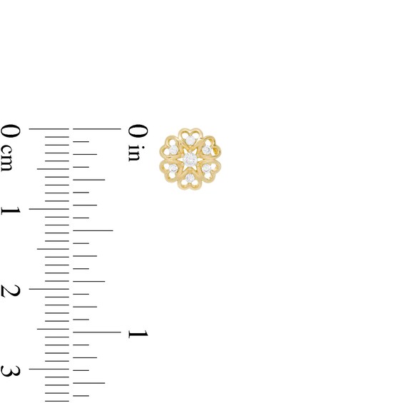 Child's Cubic Zirconia Flower Stud Earrings in 10K Gold