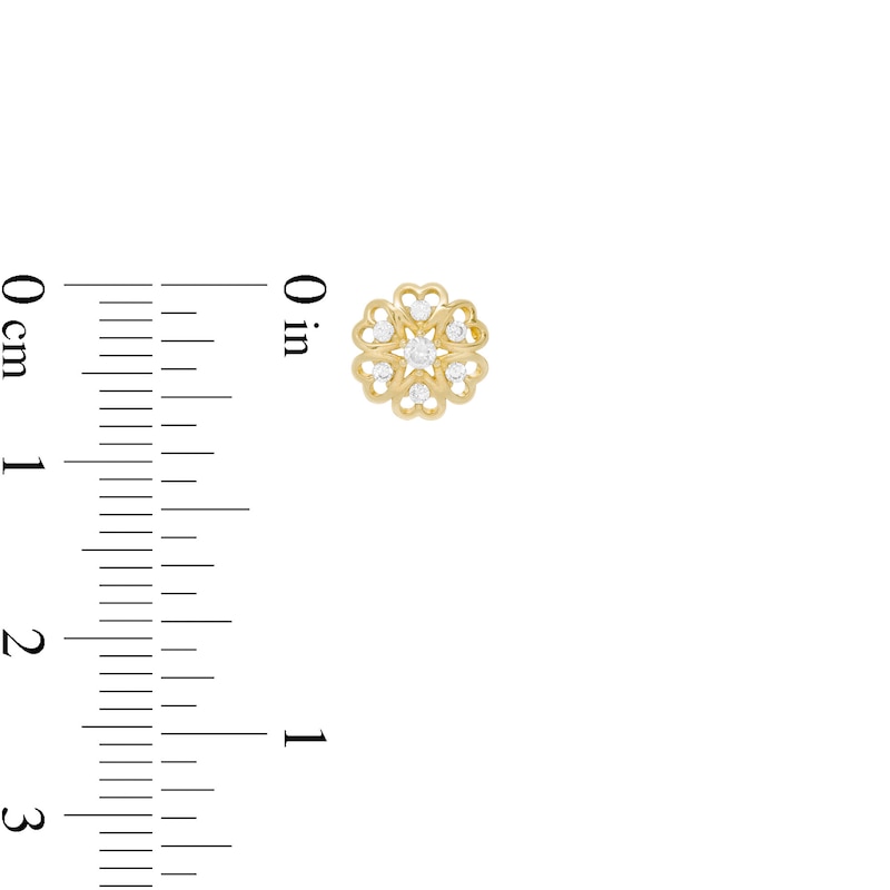 Main Image 2 of Child's Cubic Zirconia Flower Stud Earrings in 10K Gold