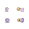 Thumbnail Image 0 of Child's 4mm Pink and Purple Cubic Zirconia Reversible Stud Earrings Set in 14K Gold