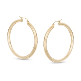 50mm Hoop Earrings in 14K Tube Hollow Gold