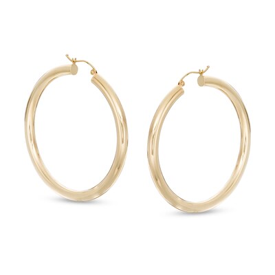 50mm Hoop Earrings in 14K Tube Hollow Gold