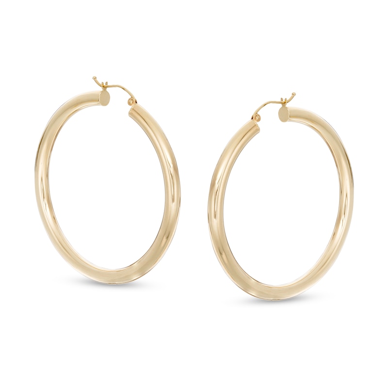 50mm Hoop Earrings in 14K Tube Hollow Gold
