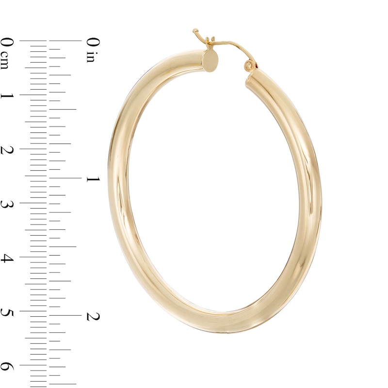 50mm Hoop Earrings in 14K Tube Hollow Gold