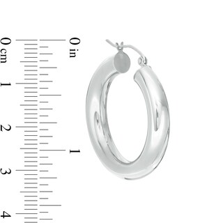 30mm Tube Hoop Earrings in 14K White Gold