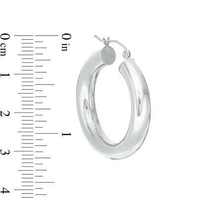 30mm Tube Hoop Earrings in 14K White Gold