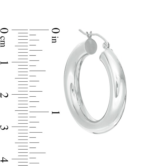 30mm Tube Hoop Earrings in 14K White Gold