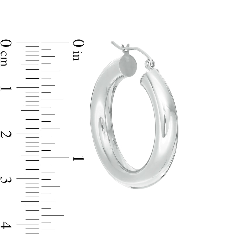 30mm Tube Hoop Earrings in 14K White Gold