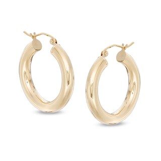 25mm Hoop Earrings in 14K Tube Hollow Gold
