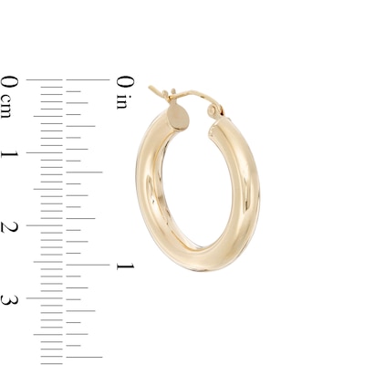 25mm Hoop Earrings in 14K Tube Hollow Gold
