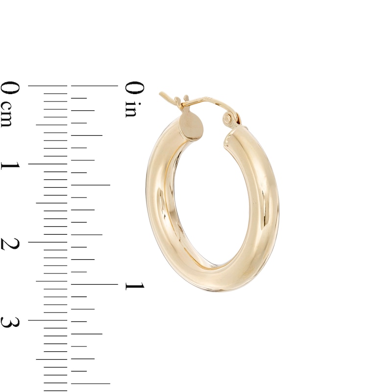 14k Yellow Gold Tubular Hoop Large Round Earrings 25mm 