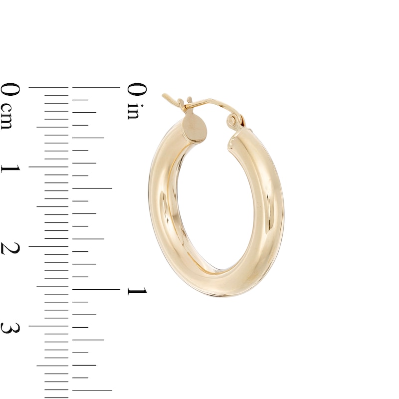 14k Yellow Gold Tubular Hoop Large Round Earrings 25mm 14k Yellow Gold Tubular Hoop Large Round Earrings 25mm