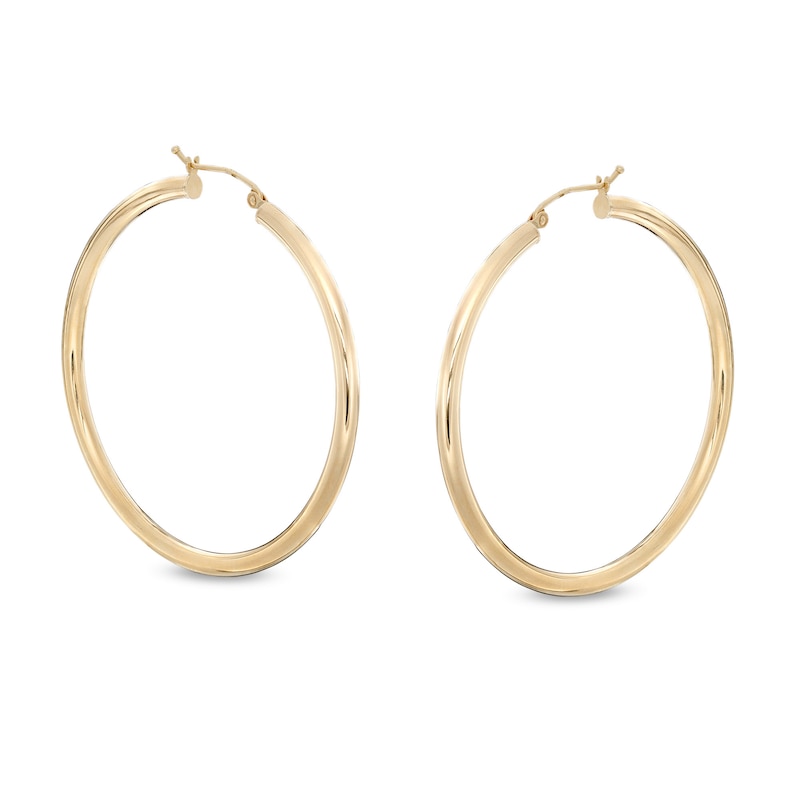 50mm Hoop Earrings in 14K Tube Hollow Gold